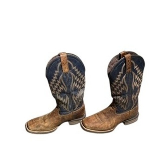 Ariat Sport Western Distressed Brown Navy Blue Leather Boots 10014053 Mens 9D